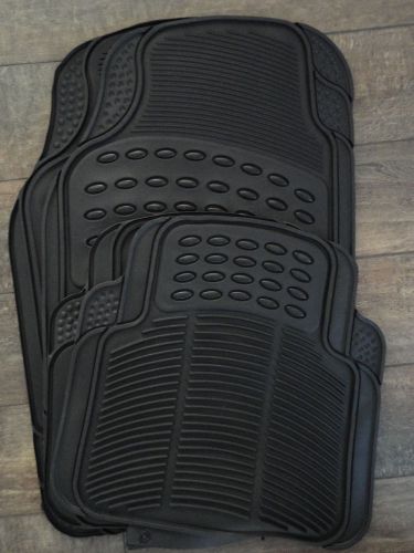 Black 4 piece front and rear rubber  floor mats universal mats trim to fit