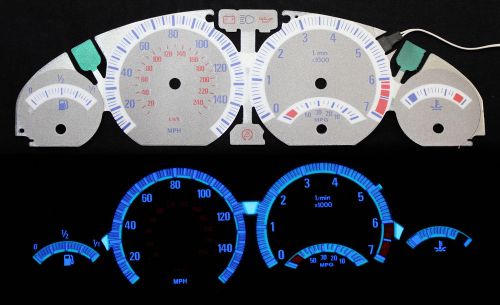 155mph silver green reverse glow gauge new face overlays for 1999-2001 bmw e46