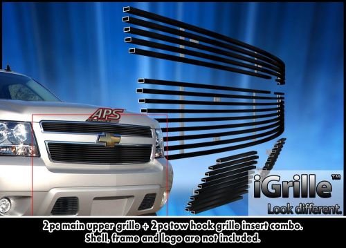 Fits 2007-2014 chevy/suburban/avalanche 304 stainless black billet grille combo