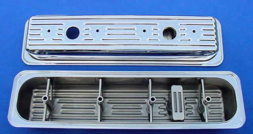 Valve cover set 1987 and up chevrolet sbc chrome center bolt with reinforcing