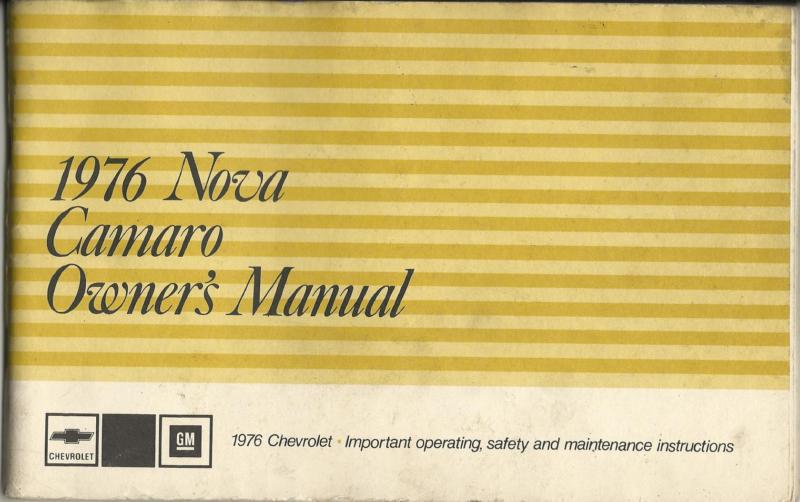 1976 chevrolet camaro or nova owners manual