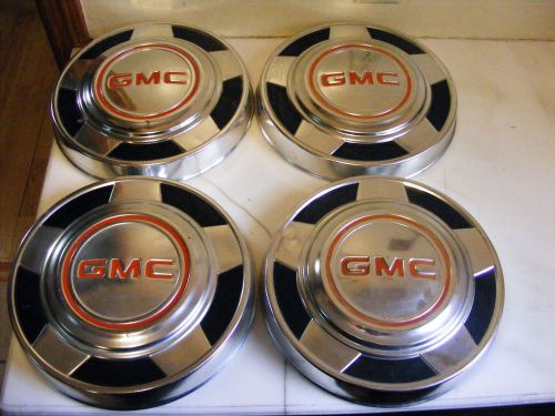 1973 1974 1975 1976 1977-87 set of 4 gmc truck dog dish hubcaps pickup 1/2 ton
