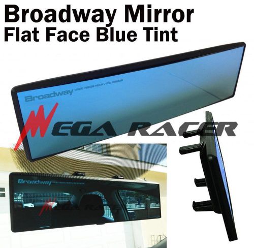 Jdm 1pc broadway 300mm flat blue tint rear-view clip-on mirror #v27 fits nissan