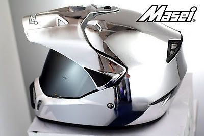 Masei 310 motocross atv dot dirtbike helmet chrome silver m l xl