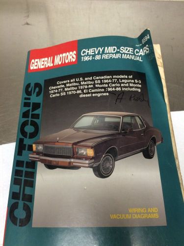 Chilton manual 1964-1988 chevy mid-size chevelle, monte carlo, malibu more #8594