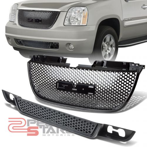 07-12 gmc gmt900 black abs plastic front+lower bumper sport grill/grille cover