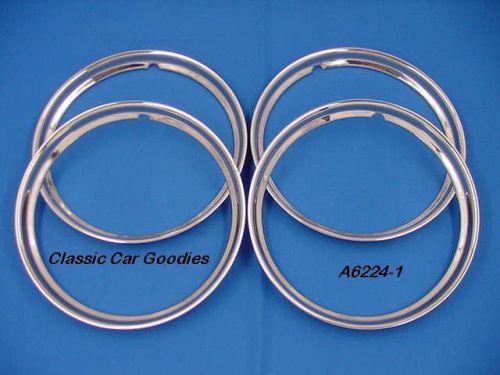 Trim rings classic 15&#034; polished stainless (4) street rod