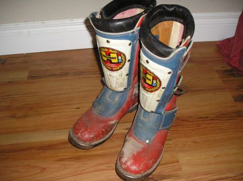 Vintage motocross boots - hallman usa red white blue size 8 broken in