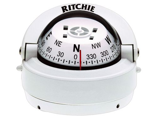 New marine explorer compass white surface mount for boat &amp; rv - ritchie s-53w
