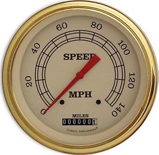 Classic instruments vt56glf speedometer 140 mph - vintage - gold low