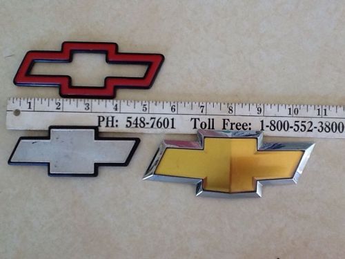 Lot of 3 vintage chevy bowtie emblems - 3 styles - fast n free shipping