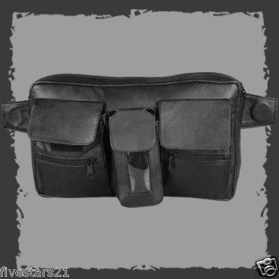 Motorcycle magnetic tank bag black leather six pockets