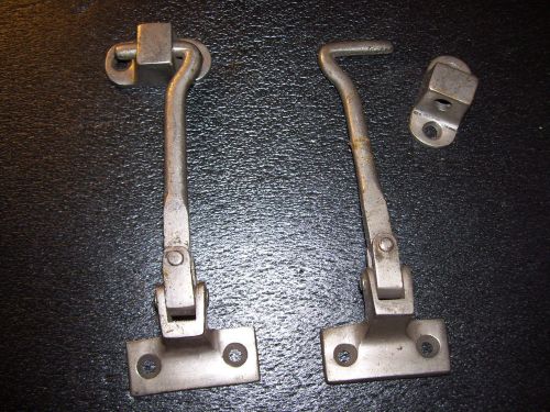 20&#039;s - 30&#039;s vintage hook style brass hood latch lot of 2 chrome - ms279