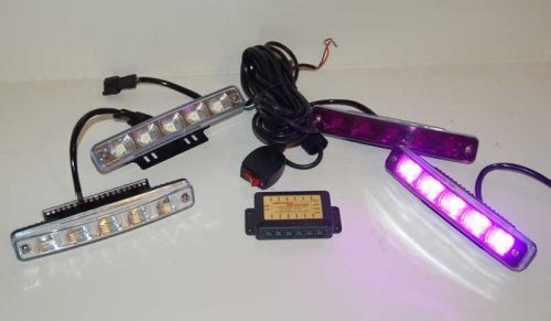 Purple and white funeral drl strobe kit 1 watt magenta led grille light