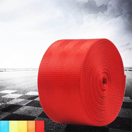 Red 380cm 3 point polyeste fiber safety retractable van car seat lap belt