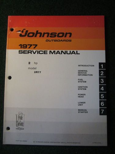 1977 johnson outboard service repair shop manual 2 hp 2r77