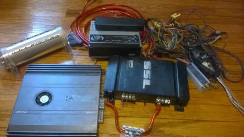 Car stereo system - aiwa receiver, amp, ssl bass booster, capacitor, wires