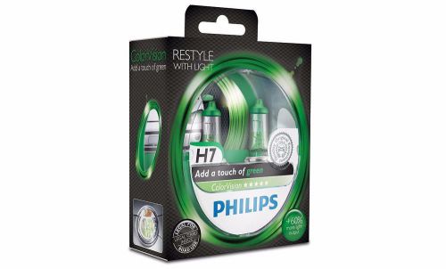 Philips h7 colorvision green headlight bulb +60% set 2x h7 12v 55w 12972cvpgs2