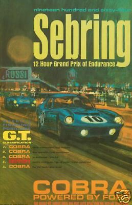 Sebring 1964 cobra daytona coupe  poster new