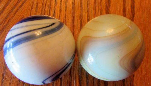 Vintage lot of two marble slag glass car gear shift knobs