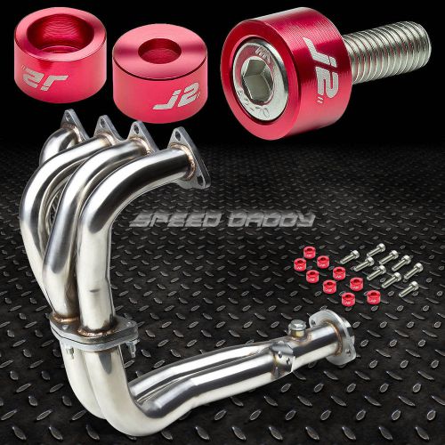 J2 for 94-01 db/dc b18 exhaust manifold 4-2-1 header+red washer cup bolts