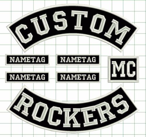 Custom 12&#034;rocker 7 pcs biker vest embroidered rockers full set new made to order