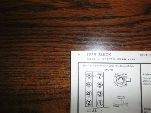 1979 buick eight series models code-l 5.7 liter 350 ci v8 4bbl tune up chart