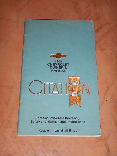 Original 1980 chevrolet citation  factory owner&#039;s manual guide  (lot 271)