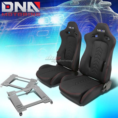 Nrg black reclinable racing seats+full stainless bracket for 94-01 integra dc