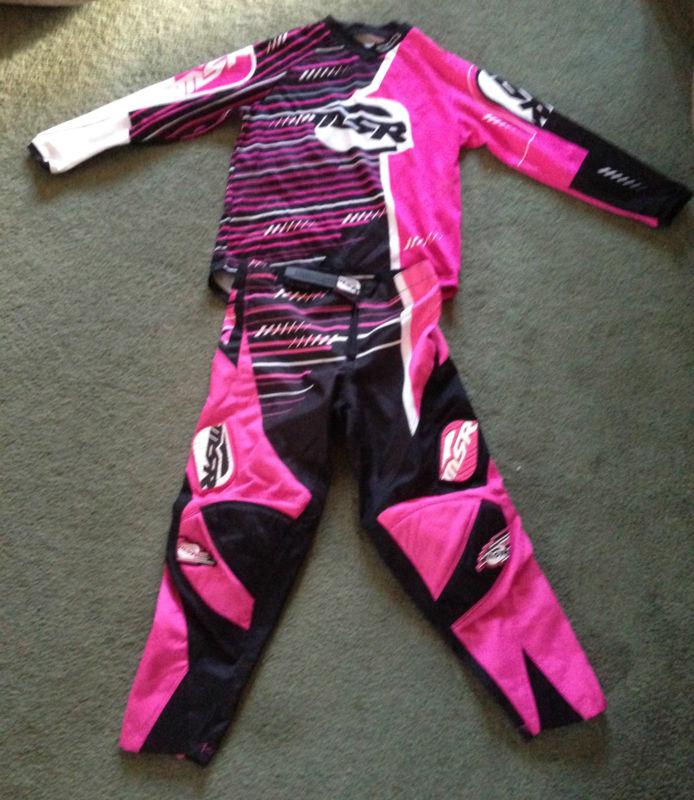 Msr racing youth motocross gear pink & black!  pants 26 jersey ym nice!!!