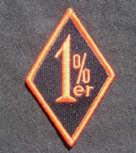Black &amp; orange 1%er iron on or sew on cloth patch 1% er harley biker