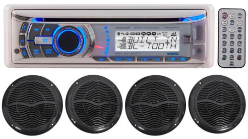 Dual amb600w marine bluetooth cd player receiver w/ usb+(4) 6.5&#034; speakers+remote