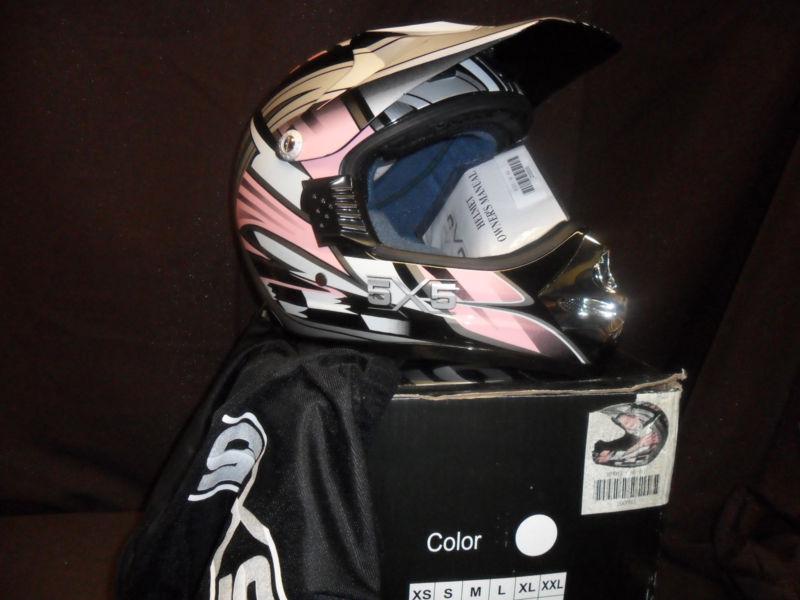 New pink and black 5 x 5 sc-o1 m motor cycle helmet with  dust cover