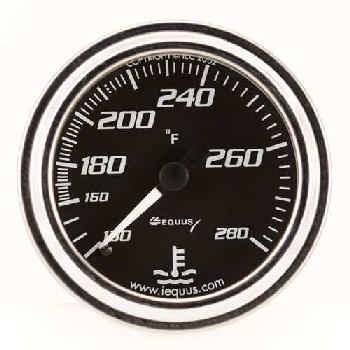2"  water temperature gauge kit black / chrome bezel equus 7242 130-280 f range
