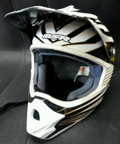 Msr  motocross helmet - youth lg. 51-53cm / white/black/gold/silver: dot/snell