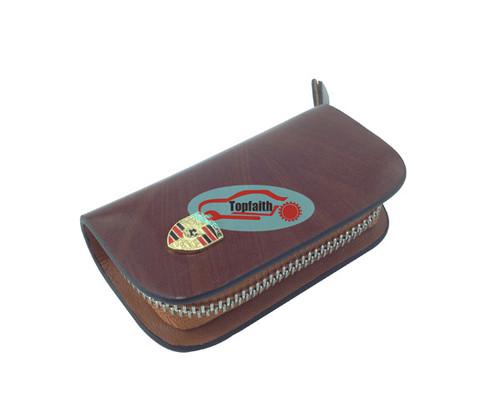 Brown leather cover remote key case bag for 911 boxster cayenne panamera 918