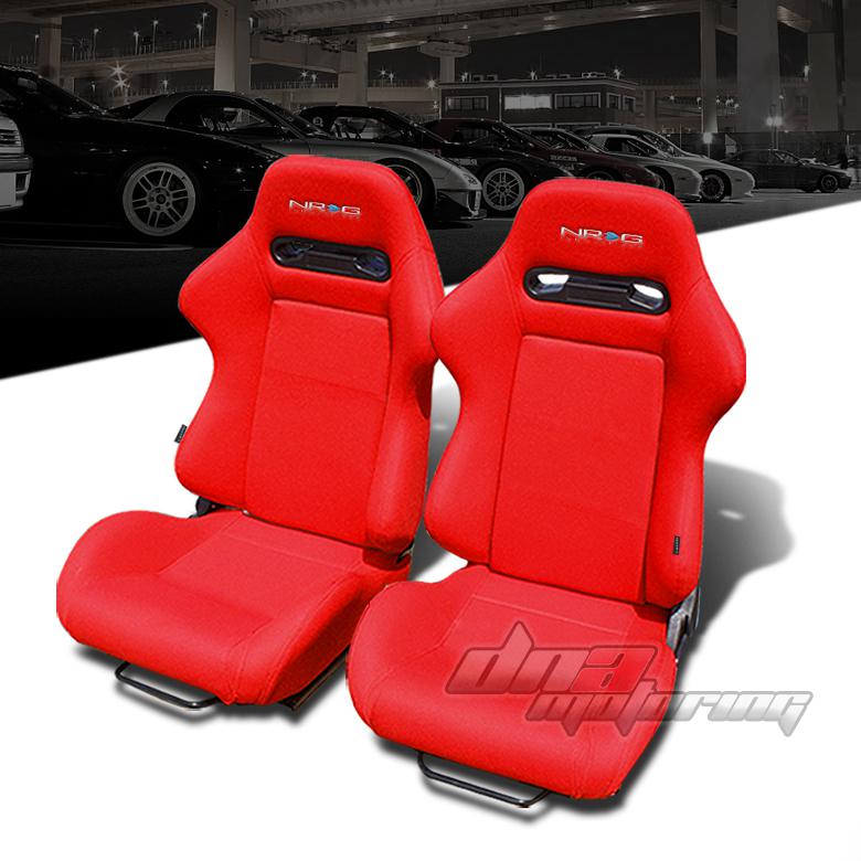 X2 nrg type-r red+stitches fully reclinable sports deep racing seat/seats+slider
