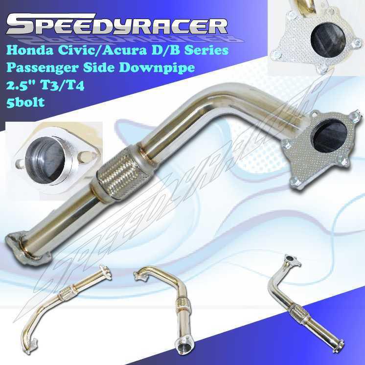 88-00 civic/arura dseries/bseries swap 2.5" t3/t4 passenger side turbo downpipe