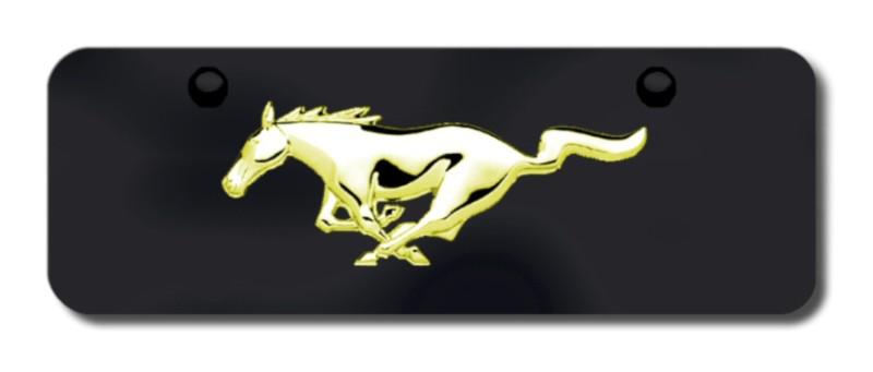 Ford mustang horse gold on black mini-license plate made in usa genuine