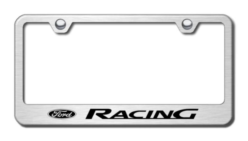Ford racing laser etched brushed stainless license plate frame -metal made in u