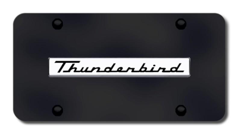 Ford thunderbird name chrome on black license plate made in usa genuine