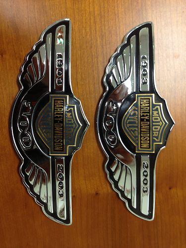 Harley 100th anniversary gas tank emblems primo condition!!