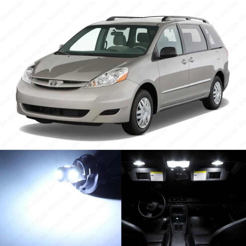 13 x xenon white led interior lights package for 2004 - 2010 toyota sienna --