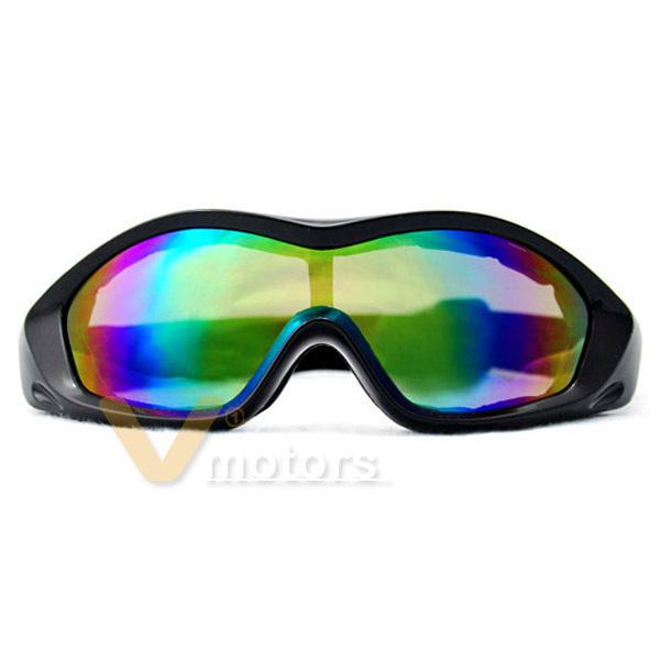 Black frame rainbow lens padded uv goggle eyewear sunglasses sport cosplay tacti