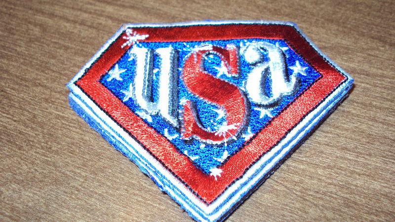 Usa stars and colors like superman crest embroidered biker patch 4 vest motorcyc