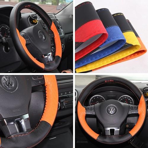 14"-15" 38cm 47018 orange leather wrap car steering wheel cover honda toyota bmw