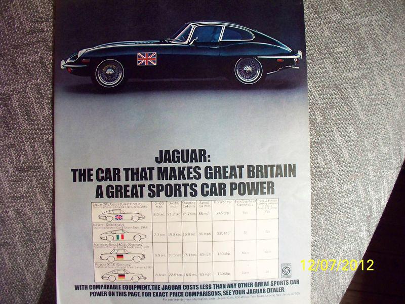 1970 jaguar xk-e in an original, rare ad from '70! -frame it as a jaguar gift!