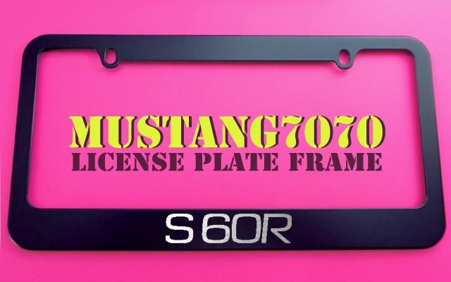 1 brand new s60r black metal license plate frame + screw caps