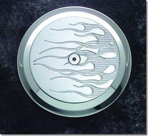 Joker machine insert for round air cleaner flame chrome h-d big twin 1984-1999