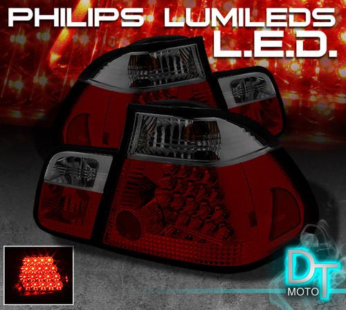 02-05 bmw e46 3-series 4dr philips-led perform red smoke tail lights left+right